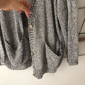Black & White Knitted Cardigan Sweater